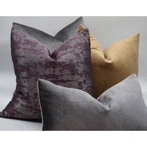 Plum/Silver Metallic Waves Pillow Cover & Insert