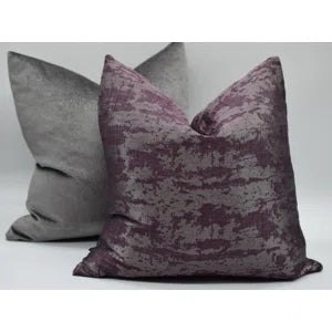 Plum/Silver Metallic Waves Pillow Cover & Insert